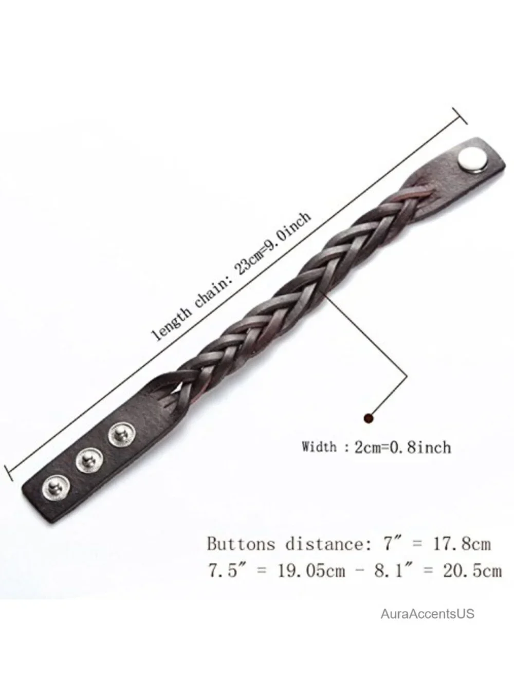 Genuine Leather Braided Cuff Bracelet Adjustable Unisex Punk Wristband